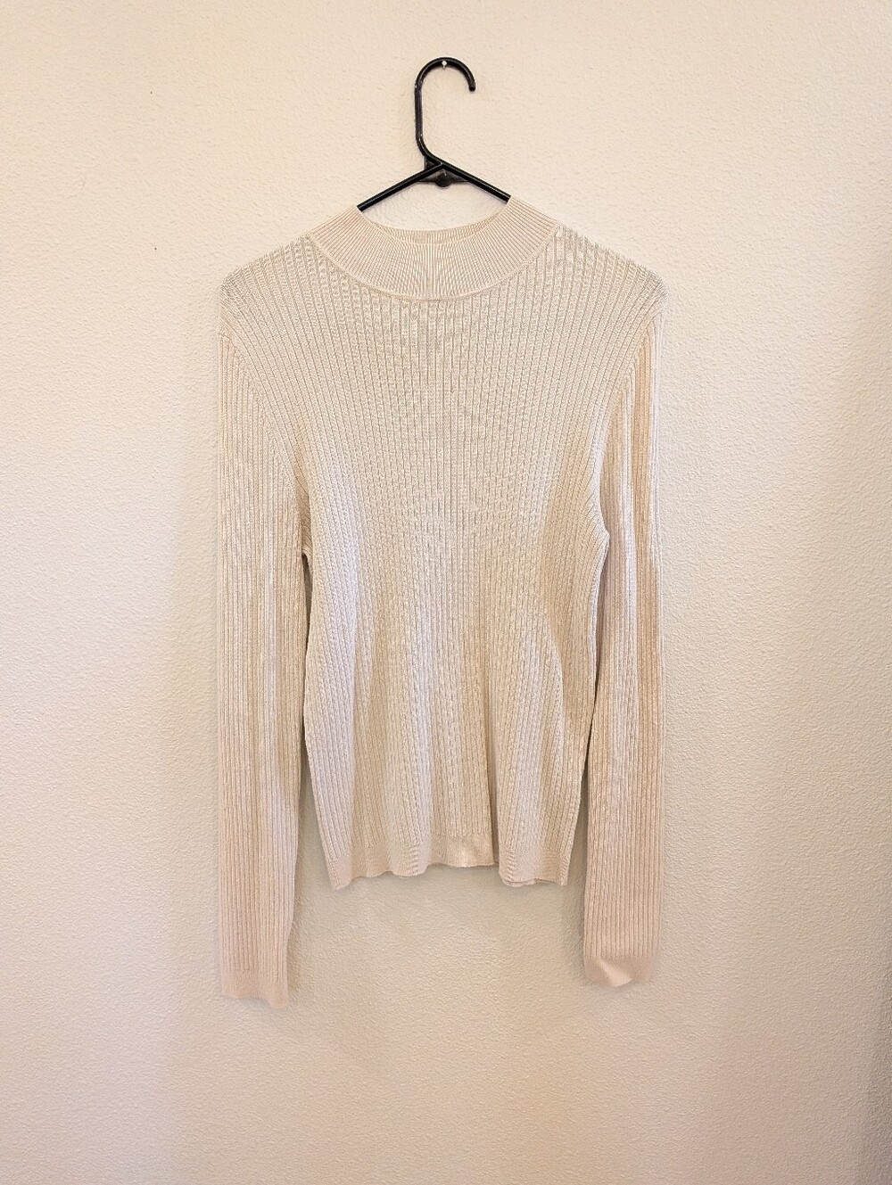 Primark Cream Ribbed Mock-Neck Sweater